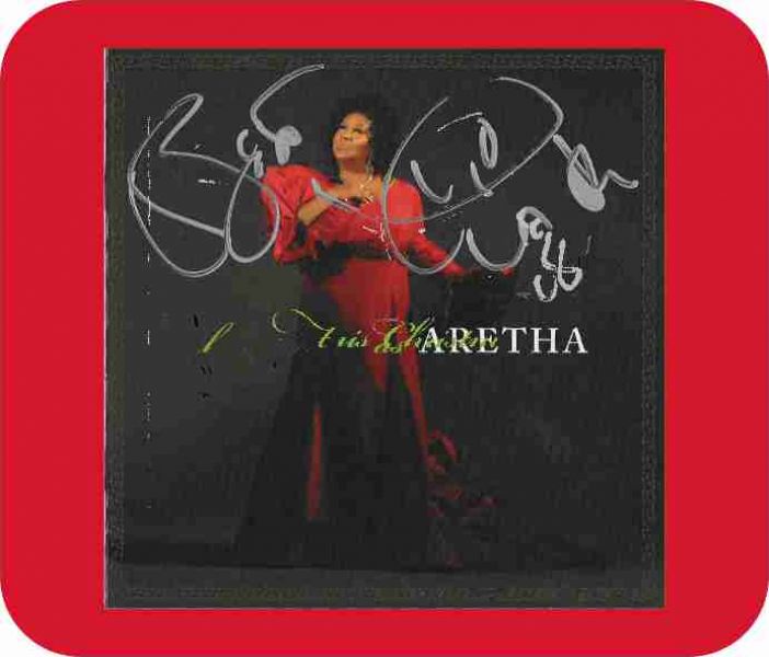 Aretha Franklin Photo of Autographed CD Black Art Mouse Pad